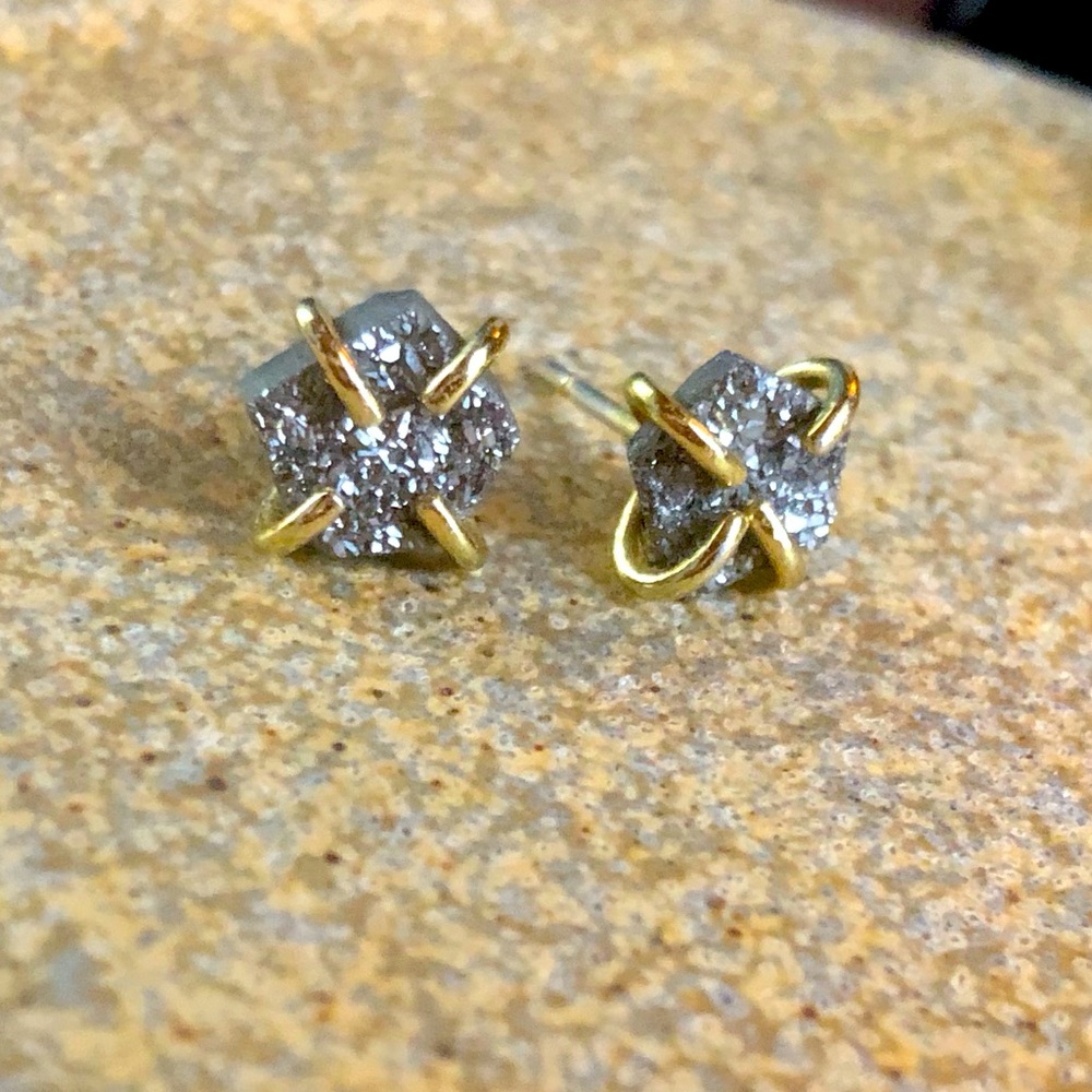 Druzy Studs - black and gold